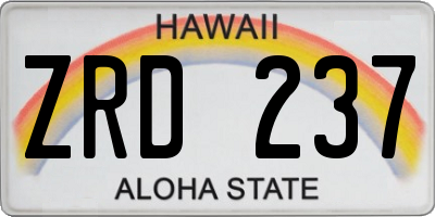 HI license plate ZRD237