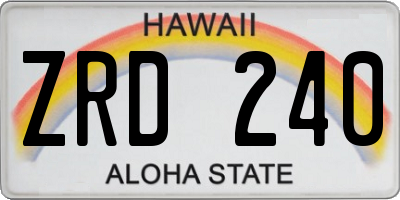 HI license plate ZRD240