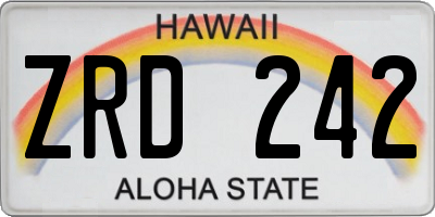 HI license plate ZRD242