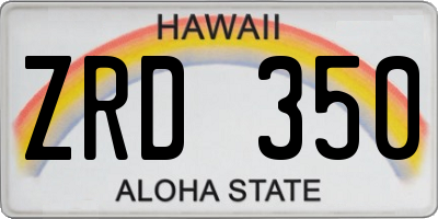 HI license plate ZRD350