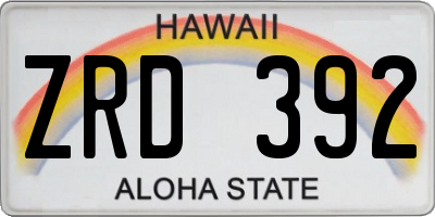 HI license plate ZRD392