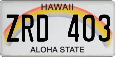 HI license plate ZRD403