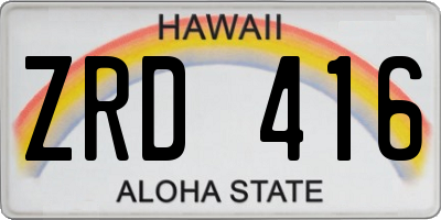 HI license plate ZRD416