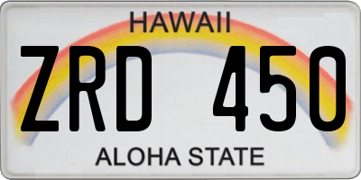 HI license plate ZRD450