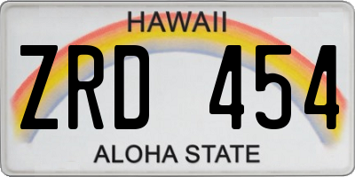HI license plate ZRD454