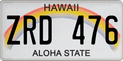 HI license plate ZRD476