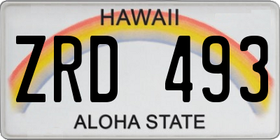 HI license plate ZRD493