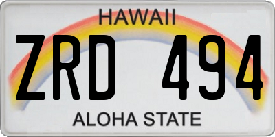 HI license plate ZRD494
