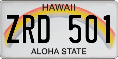 HI license plate ZRD501