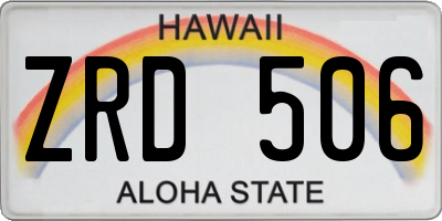 HI license plate ZRD506