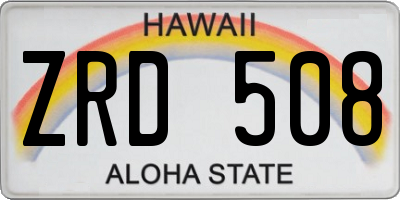 HI license plate ZRD508