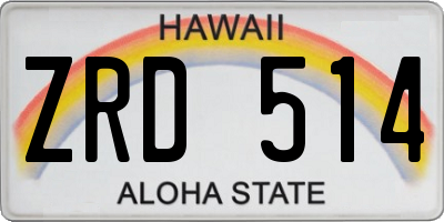 HI license plate ZRD514