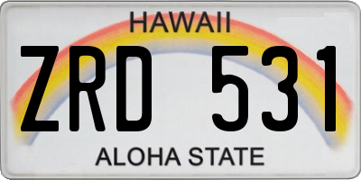 HI license plate ZRD531