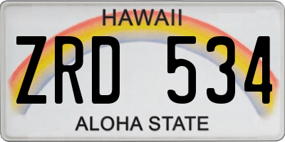 HI license plate ZRD534