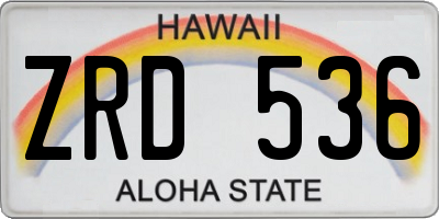 HI license plate ZRD536