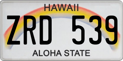 HI license plate ZRD539