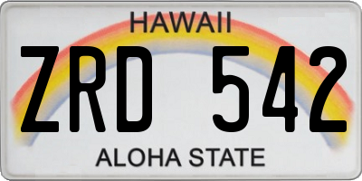 HI license plate ZRD542