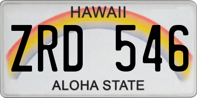 HI license plate ZRD546