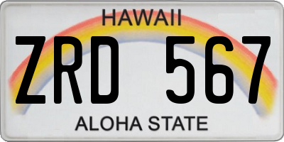 HI license plate ZRD567