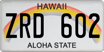 HI license plate ZRD602