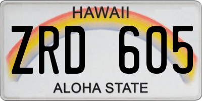 HI license plate ZRD605