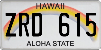 HI license plate ZRD615