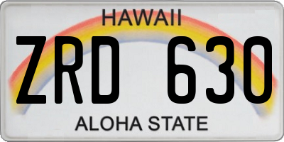 HI license plate ZRD630