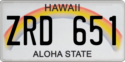 HI license plate ZRD651
