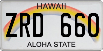 HI license plate ZRD660