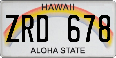 HI license plate ZRD678