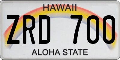 HI license plate ZRD700