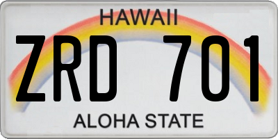 HI license plate ZRD701