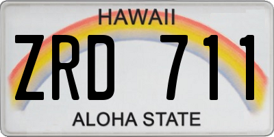 HI license plate ZRD711