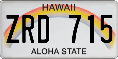 HI license plate ZRD715