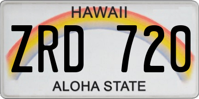 HI license plate ZRD720