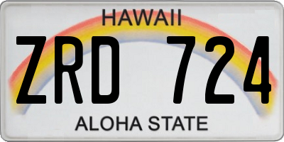 HI license plate ZRD724