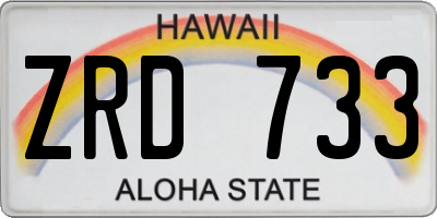 HI license plate ZRD733