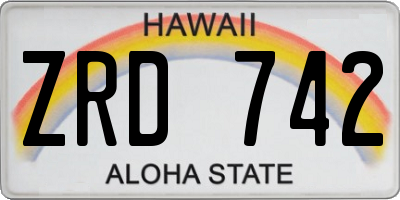 HI license plate ZRD742