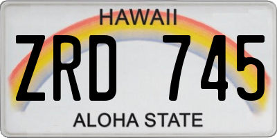 HI license plate ZRD745