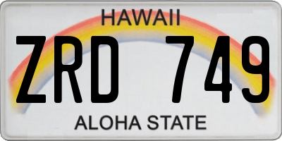 HI license plate ZRD749