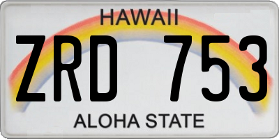 HI license plate ZRD753
