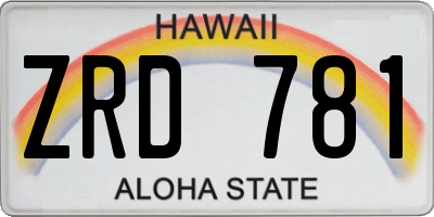 HI license plate ZRD781