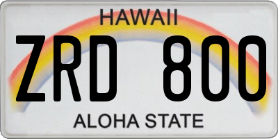 HI license plate ZRD800
