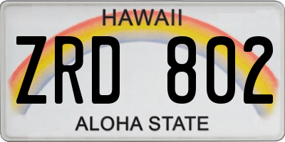 HI license plate ZRD802