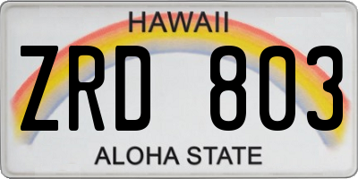 HI license plate ZRD803