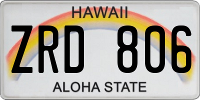 HI license plate ZRD806