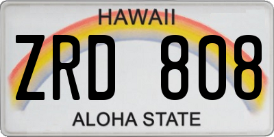 HI license plate ZRD808