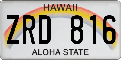 HI license plate ZRD816