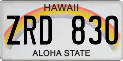 HI license plate ZRD830
