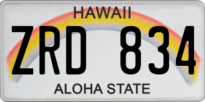 HI license plate ZRD834